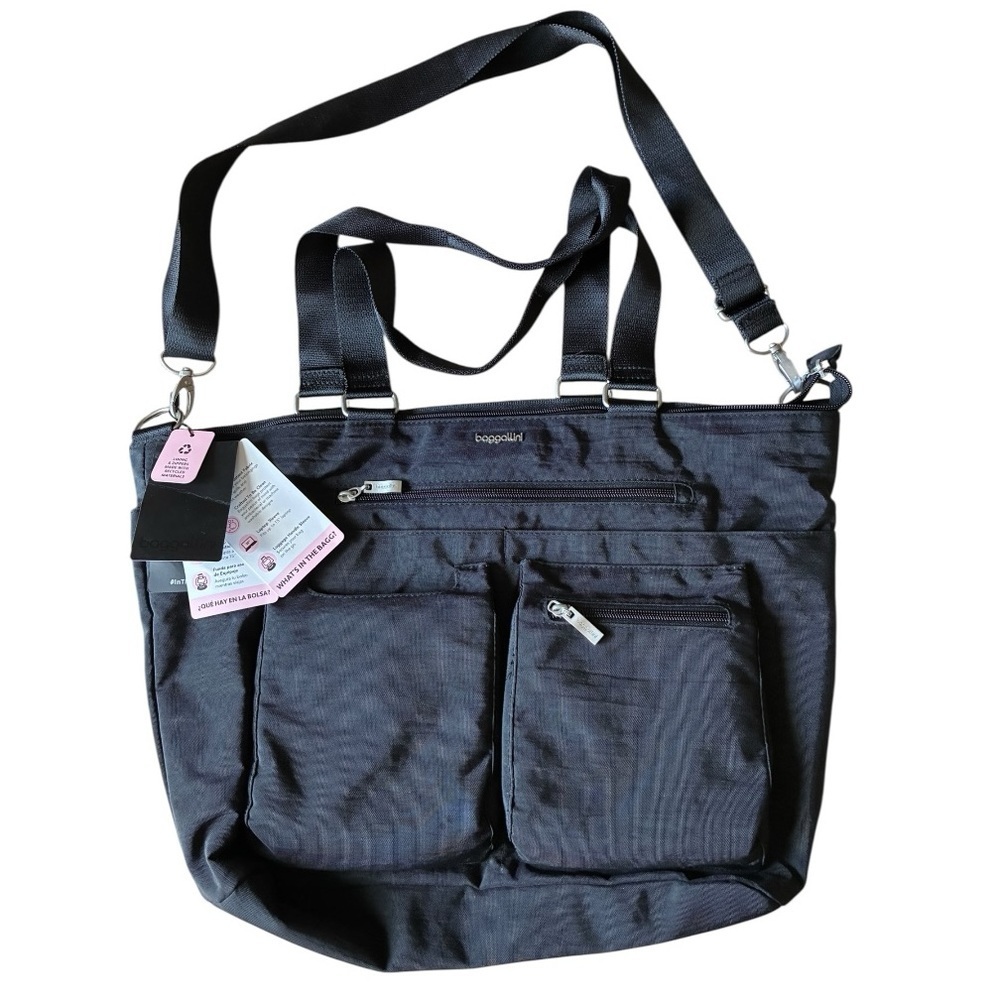 Baggallini Tote Messenger Travel Commuter Bag Black NWT